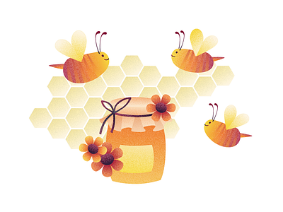 Honey Bee Day apis art bee dessert flowers honey honey bee day honeybee honeycomb illustraion orange sweet