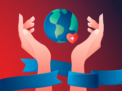 World Humanitarian Day №2 arms health heart helping hand hooks humanitarian illustration land red cross soul world world humanitarian day