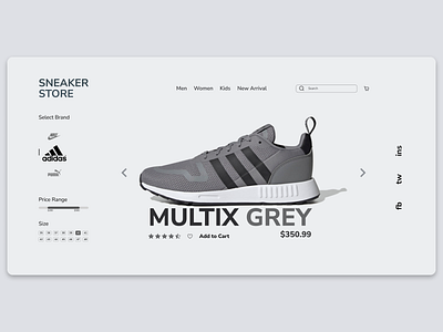 Sneakers Store UI design adidas branding design minimal shoe sneaker typography ui web