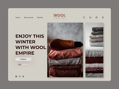 Woolen Clothing Store Concept Web UI branding cloth clothing design logo minimal typography ui web winter wool