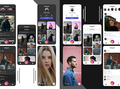 Instagram Redesign (Dark-Light theme) app branding design instagram mobile modern redesign rework ui uiux ux