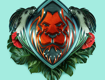 Rawr animal emblem illustrator lion logo logomark photoshop