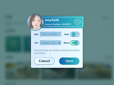 Personal Information Setting Popup app ui ux web