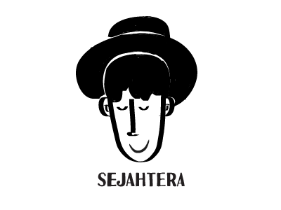 Sejahtera black cartoon face hat illustration white