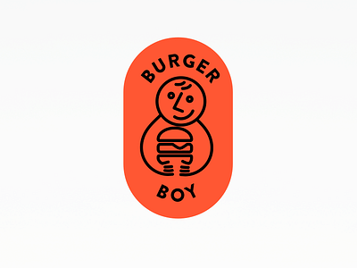 Burger Boy boy burger face food hug line logo orange people round smile