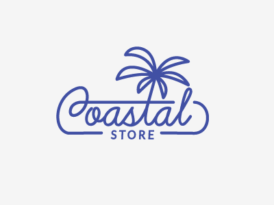 Coastal coastal coconut custom line logo script store tree typography