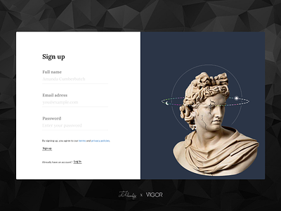 Vigor`s Sign up page