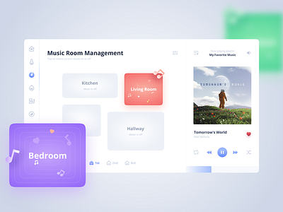 Music Room Management Dashboard dashboard illustration media player product design room web design