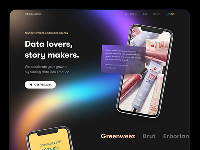 Landing Hero Section | Impulse Analytics agency branding colorful dark design graphic design hero section homepage illustration landing marketing portfolio product design style typography web web design website