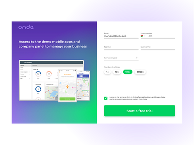 Sign up form | onde.app branding cta button design form design forms illustration input fields sign up sign up form signup typography ui ui design ux ux design web design website website design