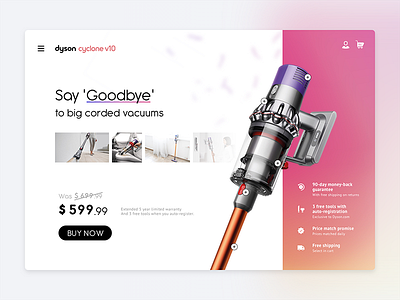 Single Product 𐄂 Daily UI 100daychallenge challenge commerce dailyui design dyson e commerce ecommerce fun inspiration interface ordering promo page shop single item ui uichallenge ux