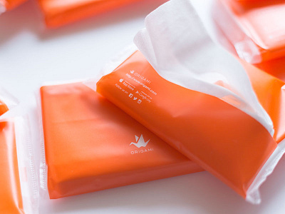 Origami Pocket Tissue branding design graphic design novelty orange origami