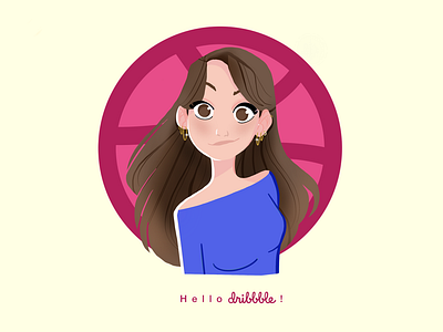 Hello Dribble character design digital art editorial illustration flag design girl character hello hello dribble illustration procreate welcome