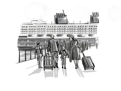 Storyboard cruise drawing families family illustration procreate sketch storyboard vacation