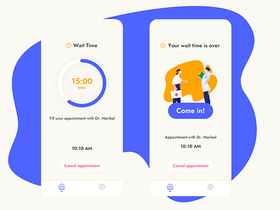 Waiting Room app app ui appointment blue colorful doctor doctor app doctor appointment mobile app mobile ui ui uidesign uiux wait waiting waiting room yellow