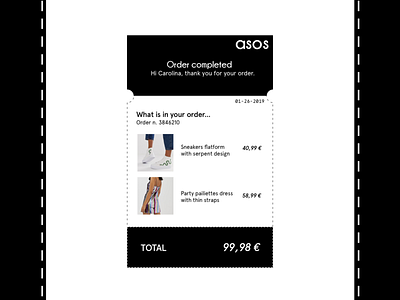 Asos Email Receipt #DailyUI017 017 asos bw card dailyui dailyui017 dailyuichallenge dashed email email receipt order order confirmation order details