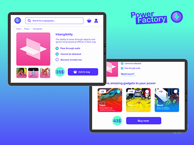 Power Factory - Superpower Online Store ecommerce ecommerce design ecommerce shop online shop online store shopping store super superhero superpower