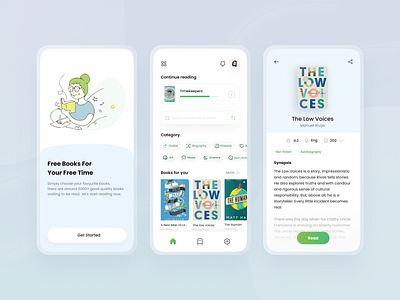 Free E-book Apps UI Design app book design e book mobile read reader ui