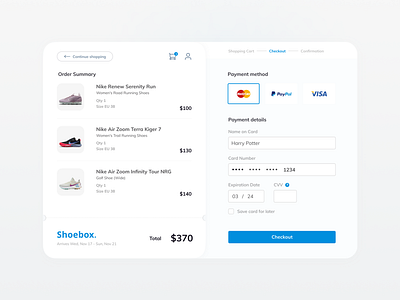Daily UI :: 002 - Credit Card Checkout card checkout credit daily design e commerce shoe shoes ui website