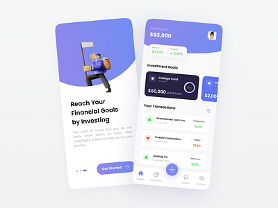 Onboard and home screen - Investing Mobile App