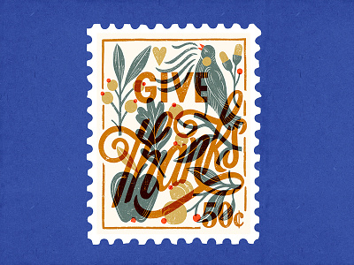 Give Thanks bird carmigrau handlettering handmade illo illustration illustration art lettering script stamp superniceletters