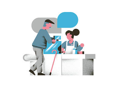 My Pay - Single Customers daniele simonelli dsgn editorial illustration elderly groceries illustration market spot illustration texture vector