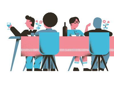 My Pay - Social Table cheers daniele simonelli dinner dsgn editorial illustration illustration lunch people social table table texture vector
