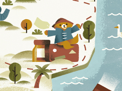 A Bear Called Paddington - Michael Bond adventure bear daniele simonelli dsgn illustration map paddington seagull texture