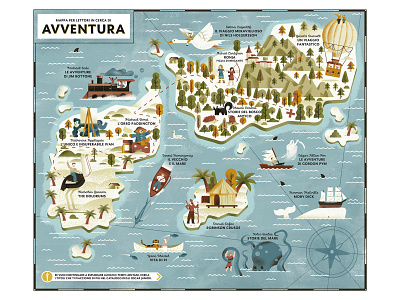 Oscar Junior Mondadori 10 year Special Edition - Adventure Map adventure books daniele simonelli dsgn editorial illustration illustrated map illustration litterature map pirate map texture