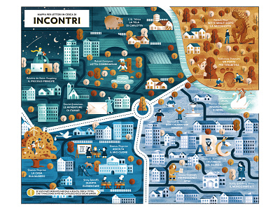 Encounters Map - Oscar Junior Mondadori city city illustration city map daniele simonelli dsgn illustration map neighborhood texture tree