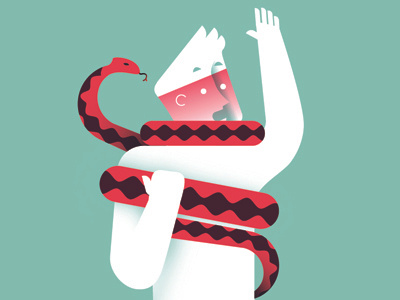 Choking red snake breathe character choke choking daniele simonelli illustration man red snake struggle vector white
