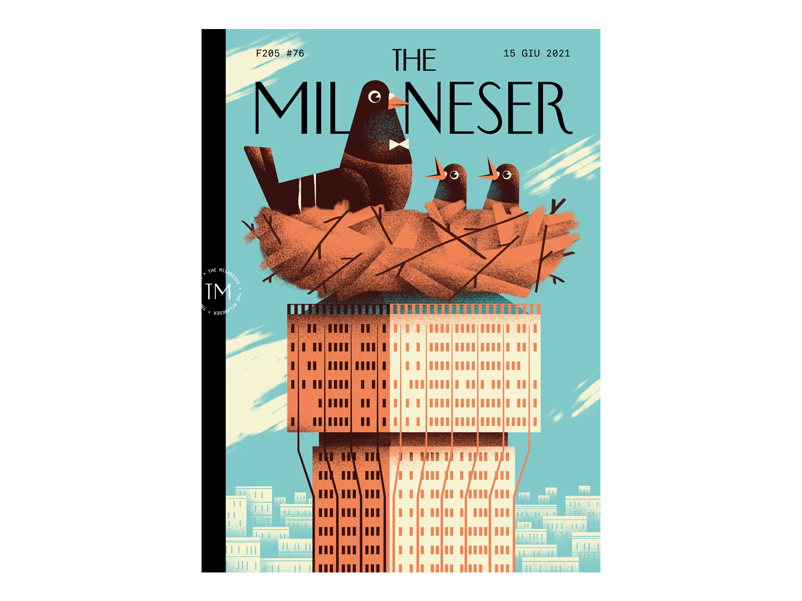 The Milaneser #76 cover illustration daniele simonelli dsgn editorial illustration illustration milan pigeon texture
