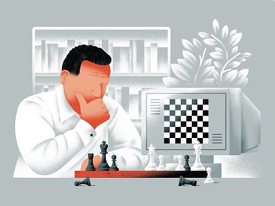 Match Point - Kasparov chess chess player computer daniele simonelli dsgn illustration kasparov texture vector