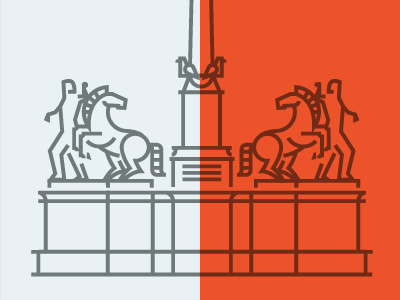 Quirinale's obelisk carosellolab daniele simonelli geometric horse illustration obelisk restaurant rome statue