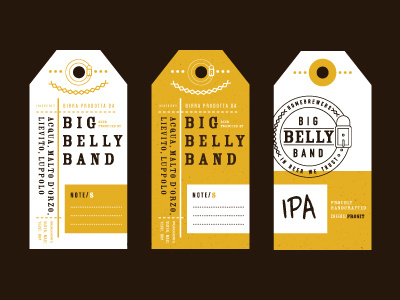 Big Belly Band Label beer belt crest daniele simonelli dsgn label logo packaging typography vector white yellow