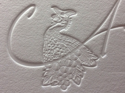 Letterpress Logo daniele simonelli debossed engraving gmund grapes guinea fowl illustration letterpress logo restaurant