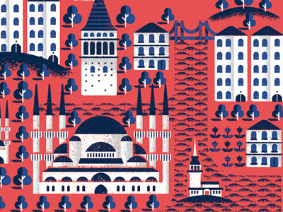 Great Little Place poster elements #4 - Istanbul blue mosk bridge city daniele simonelli dsgn galata tower illustration istanbul landmark leanders tower texture turkey