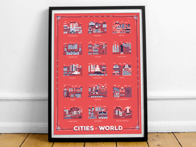 Cities of the world Poster - Great Little Place border cities city daniele simonelli icon illustration landmarks poster