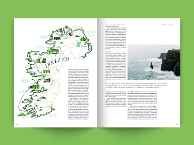 Ireland Map for Omega Lifestile editorial green illustration ireland magazine map texture vector
