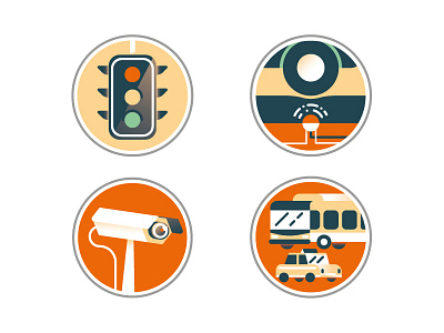 Traffic Icons for La Repubblica newspaper bus camera car daniele simonelli icons illustration traffic light vector videocamera