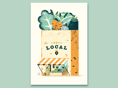 Buy local bag buy local daniele simonelli illustration market poster shop shopper vegetables