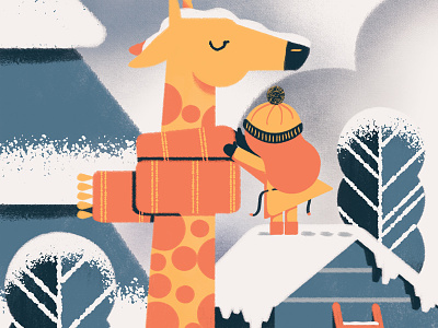 Winter giraffe daniele simonelli giraffe illustration scarf snow texture vector winter zoo