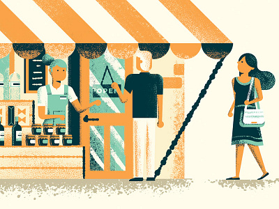 Cover illustration detail buy consumer cover daniele simonelli dsgn illustration man people shop shop assistant shopping woman