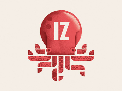 IZ tshirt artwork band daniele simonelli dsgn illustration mascotte music octopus sea tentacles texture tshirt