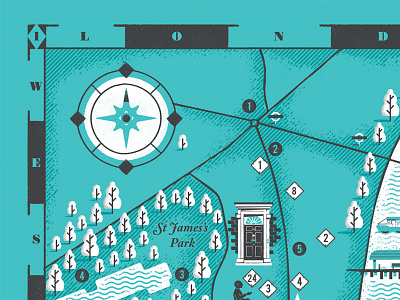 One Westminster Map blue version colors compass daniele simonelli dsgn herb lester illustration london map