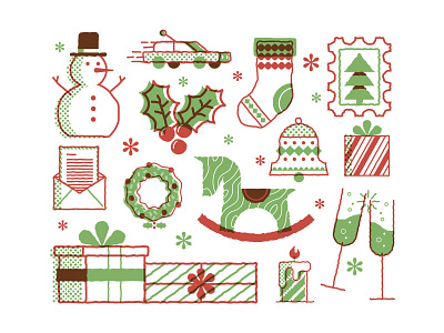 Mixed Icons Xmas bell candle cheers christmas daniele simonelli dsgn icons illustration rocking horse stamp toy xmas