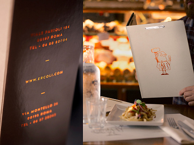 Ercoli hot foil branding copper daniele simonelli dsgn hot foil menu packaging print restaurant