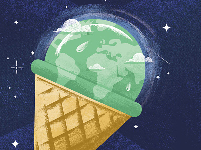 Ice-cream Earth cover cover illustration daniele simonelli dsgn earth food ice cream illustration magazine space texture