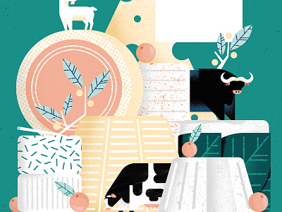 Cheese piramid - La Repubblica cheese cow daniele simonelli dsgn editorial food goat illustration newspaper texture