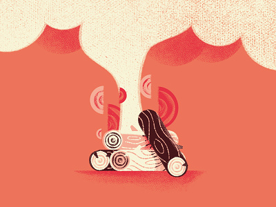 There's no smoke without fire campfire daniele simonelli dsgn fire illustration logs proverb smoke texture wood